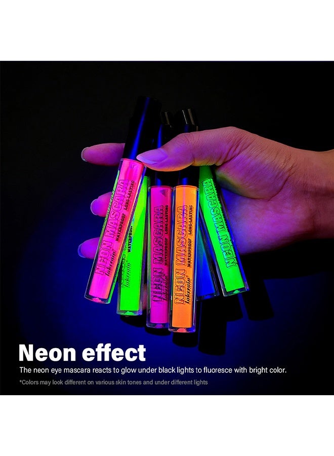 lakerain Neon Mascara, Waterproof Long-Lasting, Colorful Waterproof Fluorescent Mascara for Eyelashes Long lasting Charming Voluminous Mascara #3 Purple - Image 4
